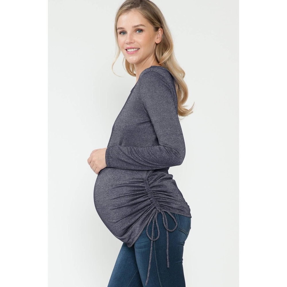 Maternity Long Sleeve Top in Gray